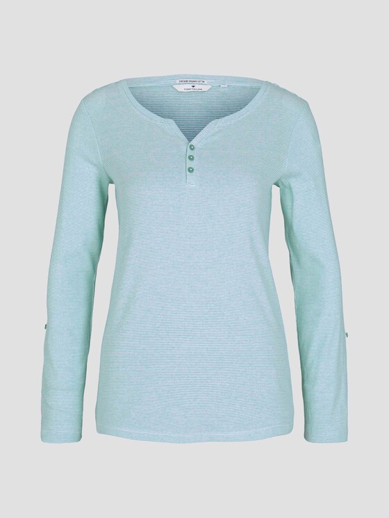 Gestreiftes Henley Shirt - Frauen - offwhite green small stripe Gestreiftes Henley Shirt - Frauen - offwhite green small stripe - 7 - TOM TAILOR
