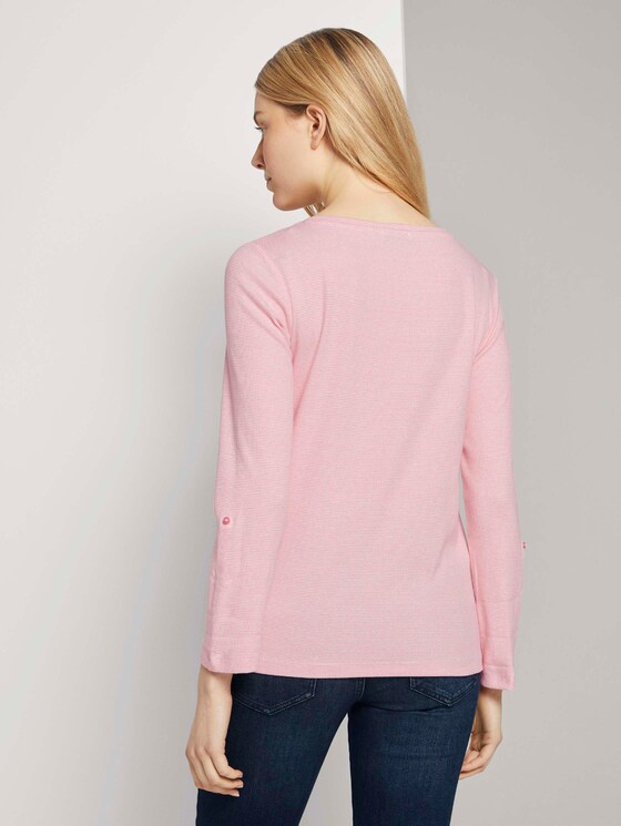 Gestreiftes Henley Shirt mit Bio-Baumwolle - Frauen - offwhite peach small stripe Gestreiftes Henley Shirt mit Bio-Baumwolle - Frauen - offwhite peach small stripe - 2 - TOM TAILOR