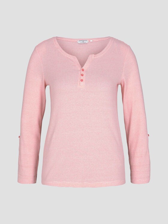 Gestreiftes Henley Shirt mit Bio-Baumwolle - Frauen - offwhite peach small stripe Gestreiftes Henley Shirt mit Bio-Baumwolle - Frauen - offwhite peach small stripe - 7 - TOM TAILOR