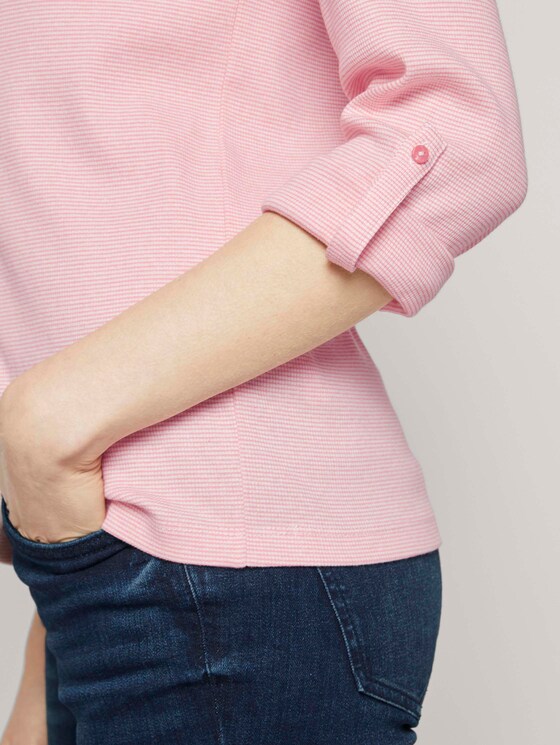 Gestreiftes Henley Shirt mit Bio-Baumwolle - Frauen - offwhite peach small stripe Gestreiftes Henley Shirt mit Bio-Baumwolle - Frauen - offwhite peach small stripe - 9 - TOM TAILOR