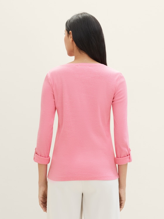 Long-sleeved shirt with turn-up function by Women, pink offwhite stripe ck