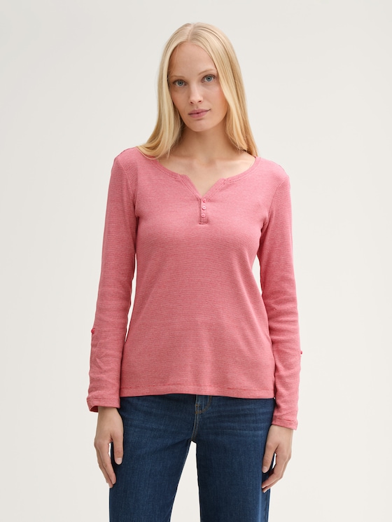 T-shirt à manches longues avec fonction turn-up par Women, off white red small stripe