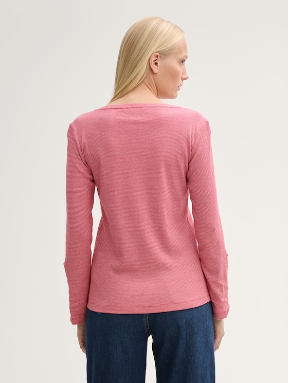 Langarmshirt mit Turn-Up-Funktion von Women, off white red small stripe