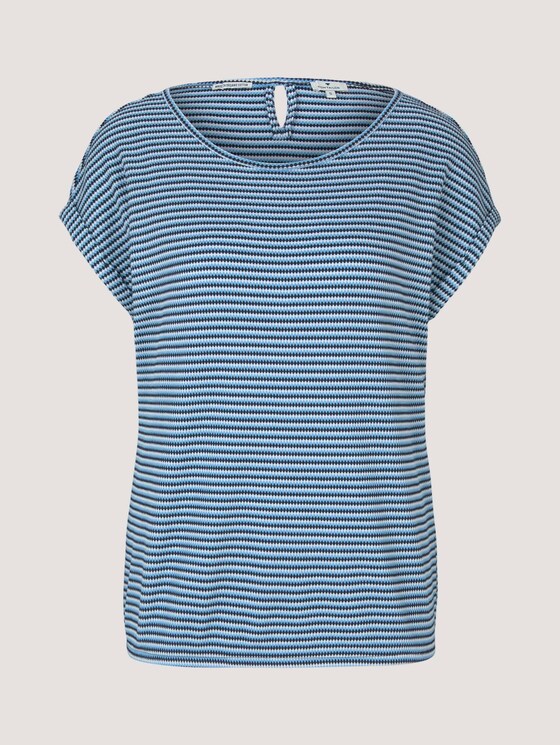Strukturiertes T-Shirt mit Bio-Baumwolle - Frauen - blue navy popcorn structure Strukturiertes T-Shirt mit Bio-Baumwolle - Frauen - blue navy popcorn structure - 7 - TOM TAILOR
