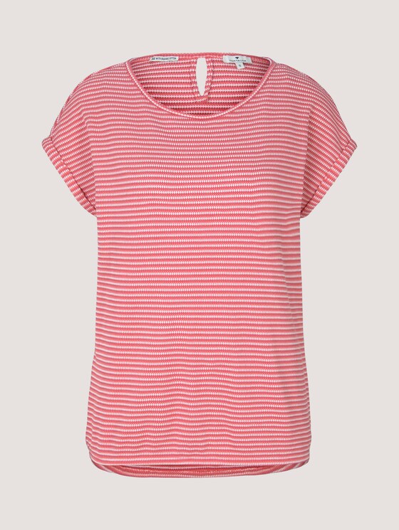 Strukturiertes T-Shirt mit Bio-Baumwolle - Frauen - peach navy popcorn structure Strukturiertes T-Shirt mit Bio-Baumwolle - Frauen - peach navy popcorn structure - 7 - TOM TAILOR