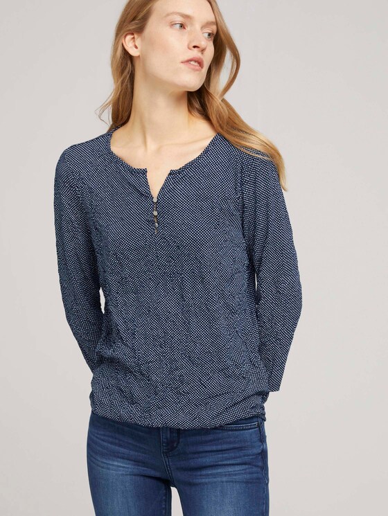gemustertes T-Shirt mit elatsischem Saum - Frauen - navy dot print gemustertes T-Shirt mit elatsischem Saum - Frauen - navy dot print - 5 - TOM TAILOR