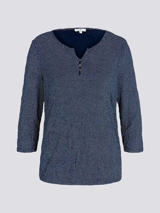 gemustertes T-Shirt mit elatsischem Saum - Frauen - navy dot print gemustertes T-Shirt mit elatsischem Saum - Frauen - navy dot print - 7 - TOM TAILOR