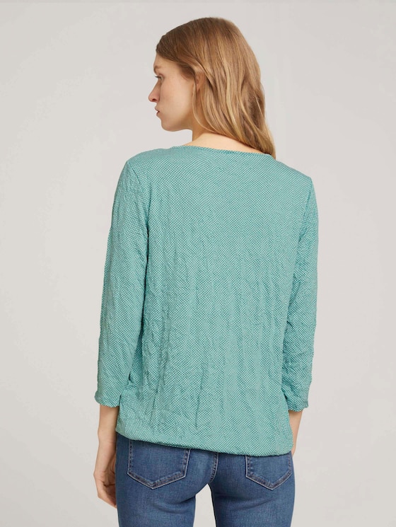 gemustertes T-Shirt mit elatsischem Saum - Frauen - green white minimal design gemustertes T-Shirt mit elatsischem Saum - Frauen - green white minimal design - 2 - TOM TAILOR