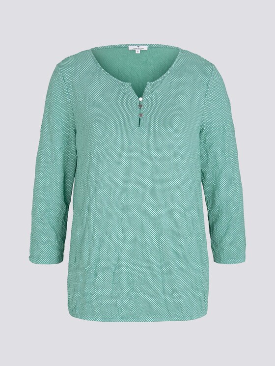 gemustertes T-Shirt mit elatsischem Saum - Frauen - green white minimal design gemustertes T-Shirt mit elatsischem Saum - Frauen - green white minimal design - 7 - TOM TAILOR