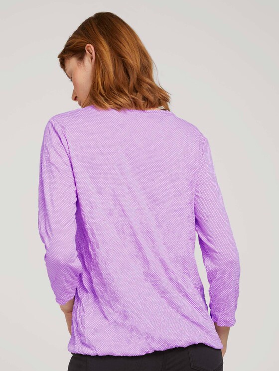 gemustertes T-Shirt mit elatsischem Saum - Frauen - lilac dot design gemustertes T-Shirt mit elatsischem Saum - Frauen - lilac dot design - 2 - TOM TAILOR