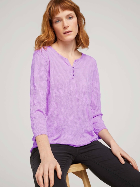 gemustertes T-Shirt mit elatsischem Saum - Frauen - lilac dot design gemustertes T-Shirt mit elatsischem Saum - Frauen - lilac dot design - 5 - TOM TAILOR