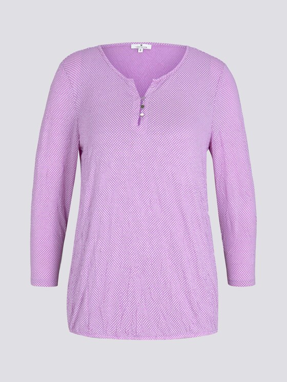 gemustertes T-Shirt mit elatsischem Saum - Frauen - lilac dot design gemustertes T-Shirt mit elatsischem Saum - Frauen - lilac dot design - 7 - TOM TAILOR
