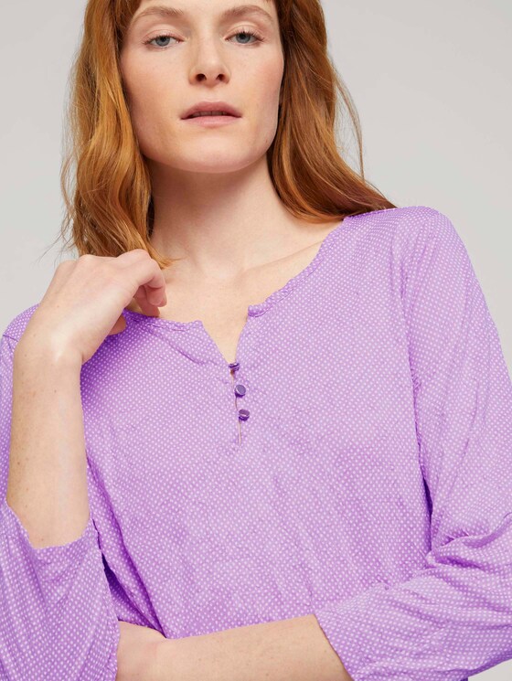 gemustertes T-Shirt mit elatsischem Saum - Frauen - lilac dot design gemustertes T-Shirt mit elatsischem Saum - Frauen - lilac dot design - 9 - TOM TAILOR