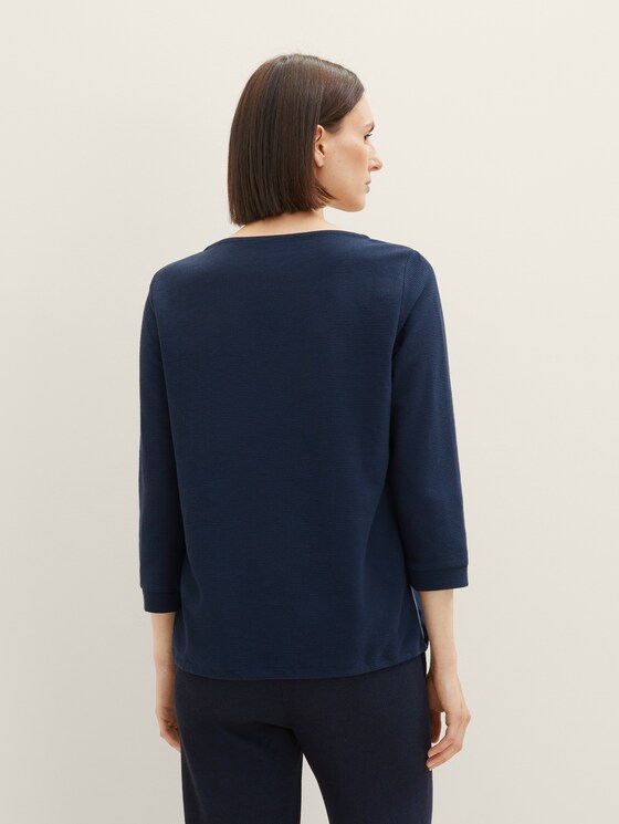 Strukturiertes Shirt mit Tunnelzug - Frauen - Sky Captain Blue Strukturiertes Shirt mit Tunnelzug - Frauen - Sky Captain Blue - 2 - TOM TAILOR