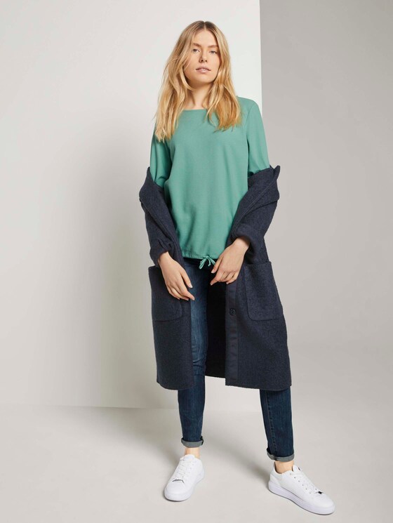 Strukturiertes Shirt mit Tunnelzug - Frauen - soft leaf green Strukturiertes Shirt mit Tunnelzug - Frauen - soft leaf green - 3 - TOM TAILOR