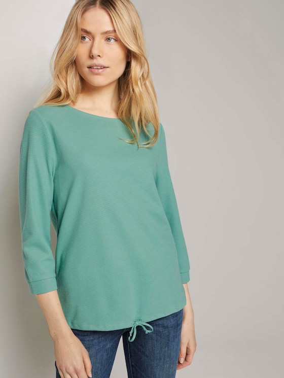 Strukturiertes Shirt mit Tunnelzug - Frauen - soft leaf green Strukturiertes Shirt mit Tunnelzug - Frauen - soft leaf green - 5 - TOM TAILOR