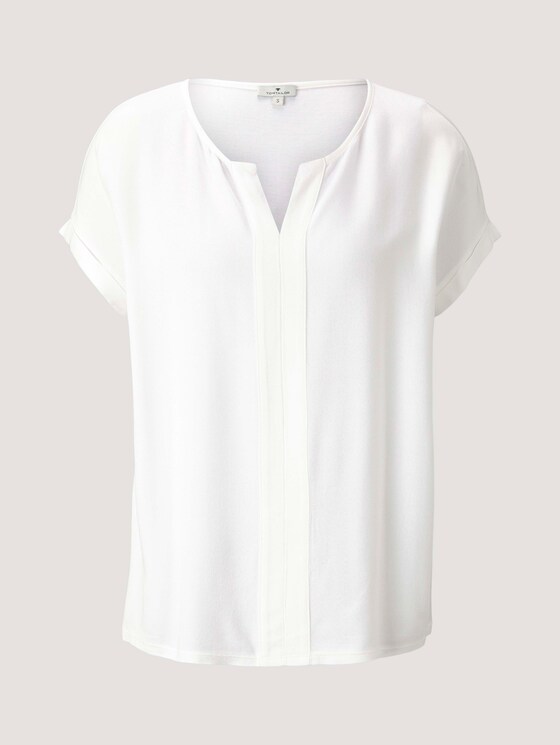 Henley T-Shirt im Materialmix - Frauen - Whisper White Henley T-Shirt im Materialmix - Frauen - Whisper White - 7 - TOM TAILOR