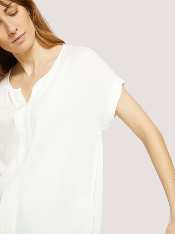 Henley T-Shirt im Materialmix - Frauen - Whisper White Henley T-Shirt im Materialmix - Frauen - Whisper White - 9 - TOM TAILOR
