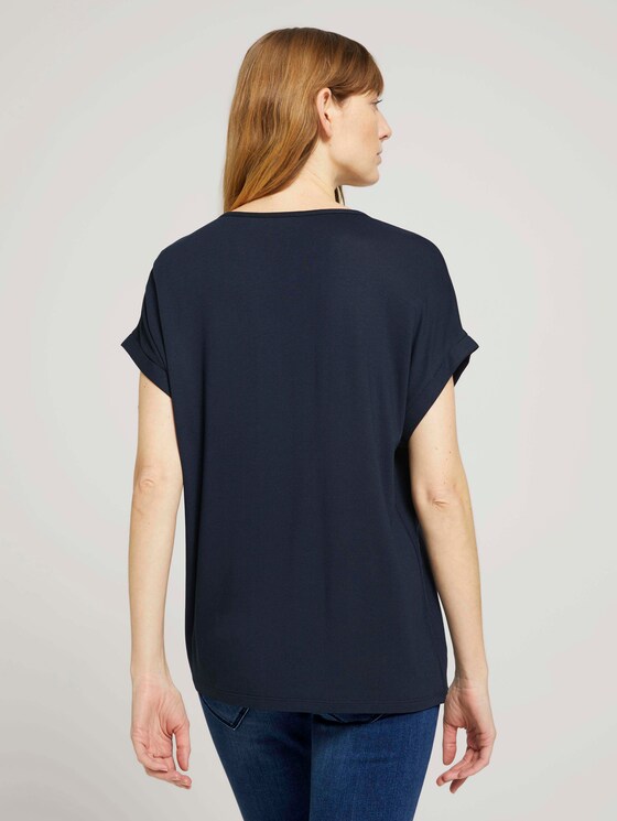 Henley T-Shirt im Materialmix - Frauen - Sky Captain Blue Henley T-Shirt im Materialmix - Frauen - Sky Captain Blue - 2 - TOM TAILOR