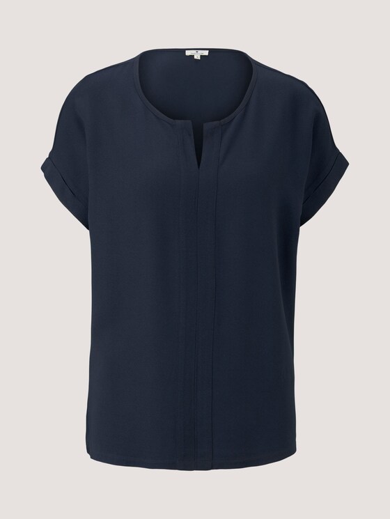 Henley T-Shirt im Materialmix - Frauen - Sky Captain Blue Henley T-Shirt im Materialmix - Frauen - Sky Captain Blue - 7 - TOM TAILOR