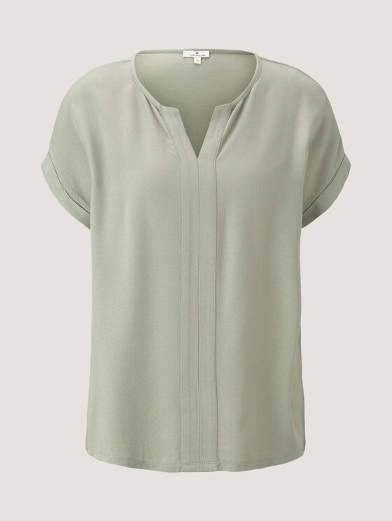 Henley T-Shirt im Materialmix - Frauen - Prairie Grass Green Henley T-Shirt im Materialmix - Frauen - Prairie Grass Green - 7 - TOM TAILOR