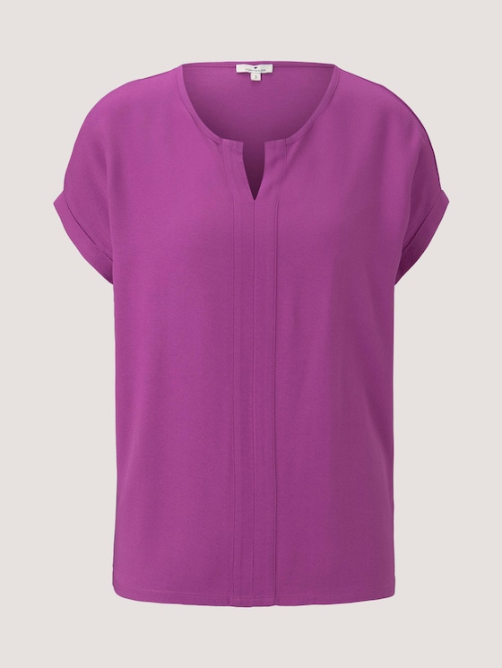 Henley T-Shirt im Materialmix - Frauen - plum blossom lilac Henley T-Shirt im Materialmix - Frauen - plum blossom lilac - 7 - TOM TAILOR