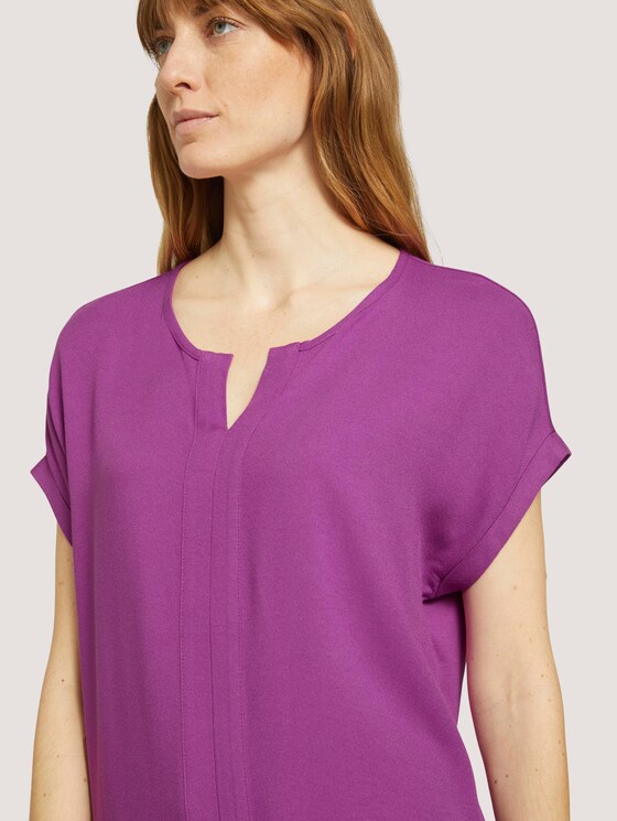 Henley T-Shirt im Materialmix - Frauen - plum blossom lilac Henley T-Shirt im Materialmix - Frauen - plum blossom lilac - 9 - TOM TAILOR