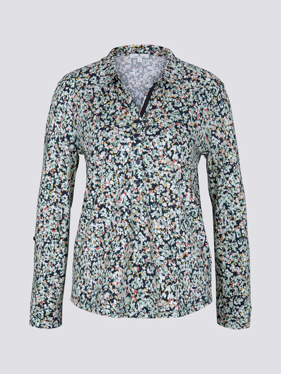 Gemustertes Henley Shirt - Frauen - navy burred floral design Gemustertes Henley Shirt - Frauen - navy burred floral design - 7 - TOM TAILOR