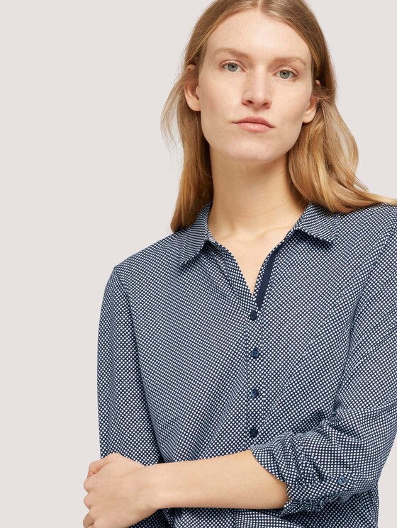 Gemustertes Henley Shirt - Frauen - navy dot print Gemustertes Henley Shirt - Frauen - navy dot print - 9 - TOM TAILOR