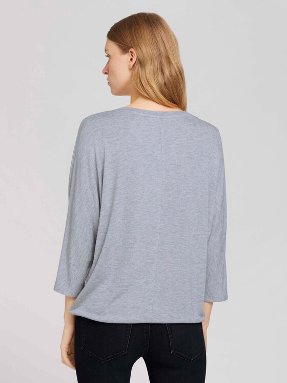 Meliertes Shirt mit elastischem Bund - Frauen - Silver Grey Melange Meliertes Shirt mit elastischem Bund - Frauen - Silver Grey Melange - 2 - TOM TAILOR