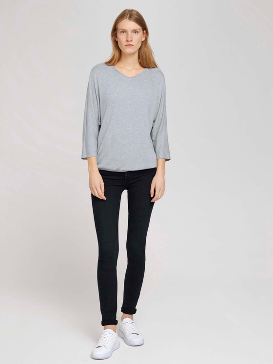 Meliertes Shirt mit elastischem Bund - Frauen - Silver Grey Melange Meliertes Shirt mit elastischem Bund - Frauen - Silver Grey Melange - 3 - TOM TAILOR