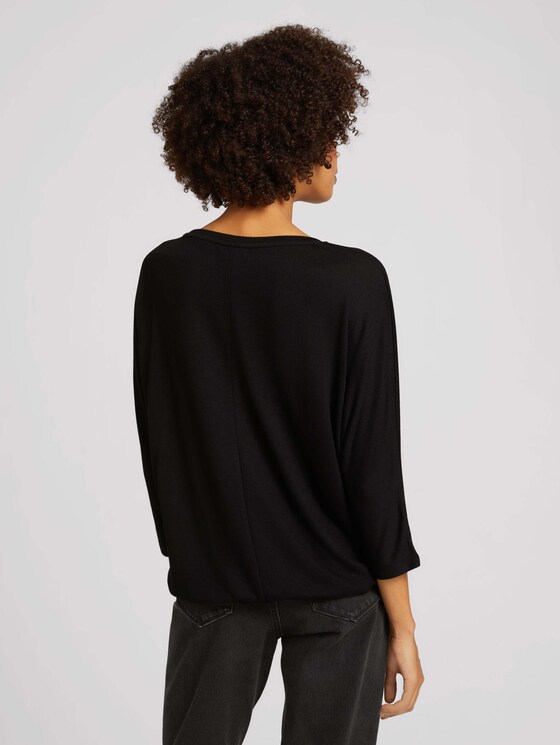 Gemêleerd shirt met elastische tailleband - Vrouwen - deep black Gemêleerd shirt met elastische tailleband - Vrouwen - deep black - 2 - TOM TAILOR