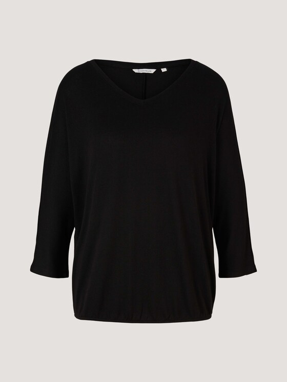 Gemêleerd shirt met elastische tailleband - Vrouwen - deep black Gemêleerd shirt met elastische tailleband - Vrouwen - deep black - 7 - TOM TAILOR
