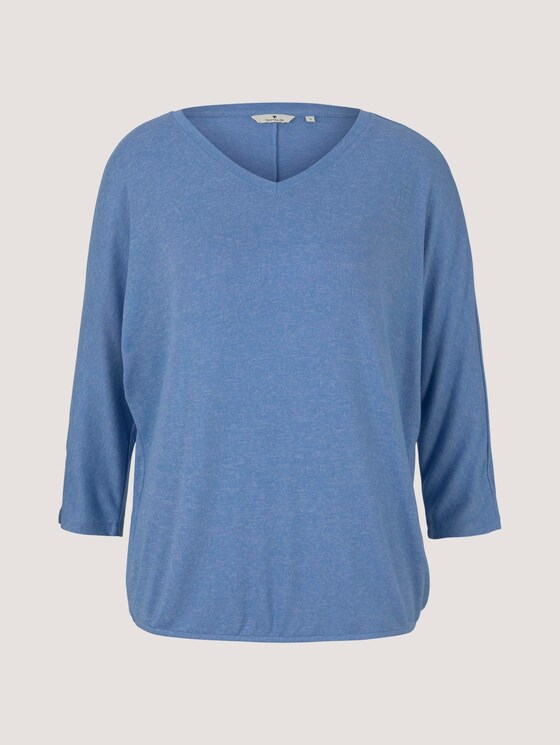 Meliertes Shirt mit elastischem Bund - Frauen - sea blue melange Meliertes Shirt mit elastischem Bund - Frauen - sea blue melange - 7 - TOM TAILOR