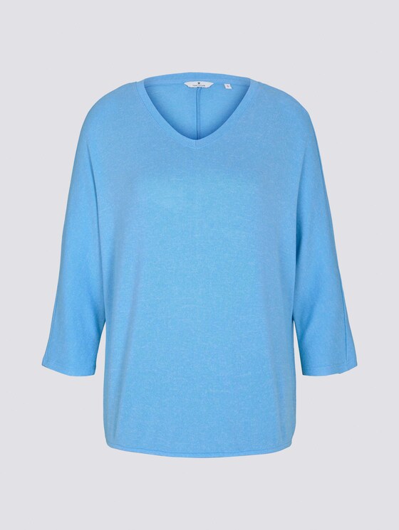 Meliertes Shirt mit elastischem Bund - Frauen - soft cloud blue melange Meliertes Shirt mit elastischem Bund - Frauen - soft cloud blue melange - 7 - TOM TAILOR