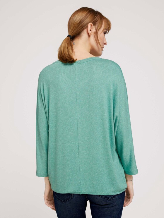 Meliertes Shirt mit elastischem Bund - Frauen - soft leaf green melange Meliertes Shirt mit elastischem Bund - Frauen - soft leaf green melange - 2 - TOM TAILOR