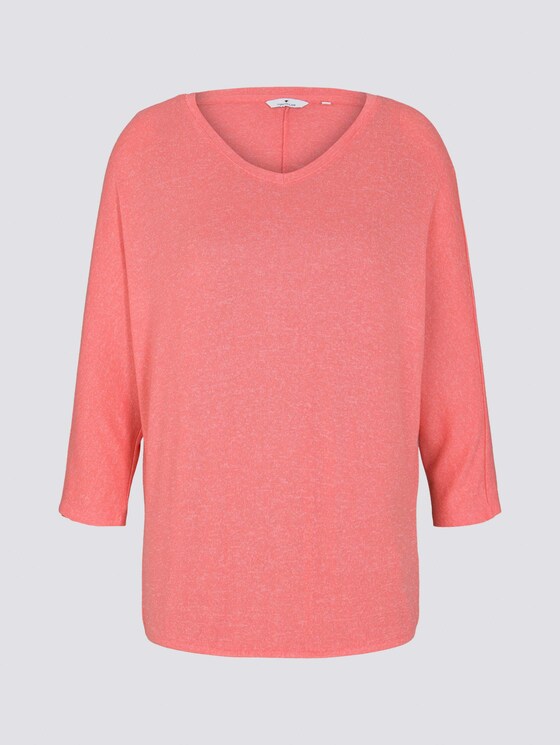 Meliertes Shirt mit elastischem Bund - Frauen - strong peach melange Meliertes Shirt mit elastischem Bund - Frauen - strong peach melange - 7 - TOM TAILOR