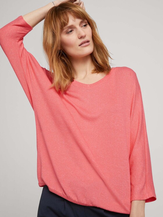 Meliertes Shirt mit elastischem Bund - Frauen - strong peach melange Meliertes Shirt mit elastischem Bund - Frauen - strong peach melange - 9 - TOM TAILOR