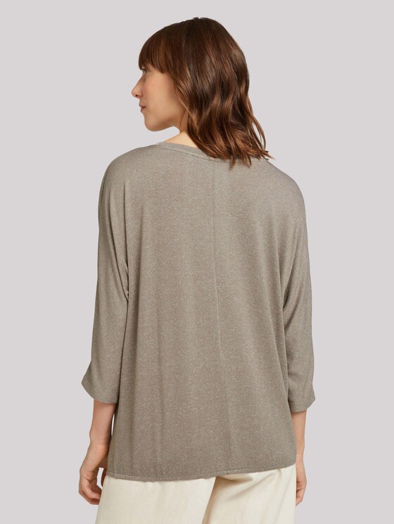 Meliertes Shirt mit elastischem Bund - Frauen - oyster grey melange Meliertes Shirt mit elastischem Bund - Frauen - oyster grey melange - 2 - TOM TAILOR