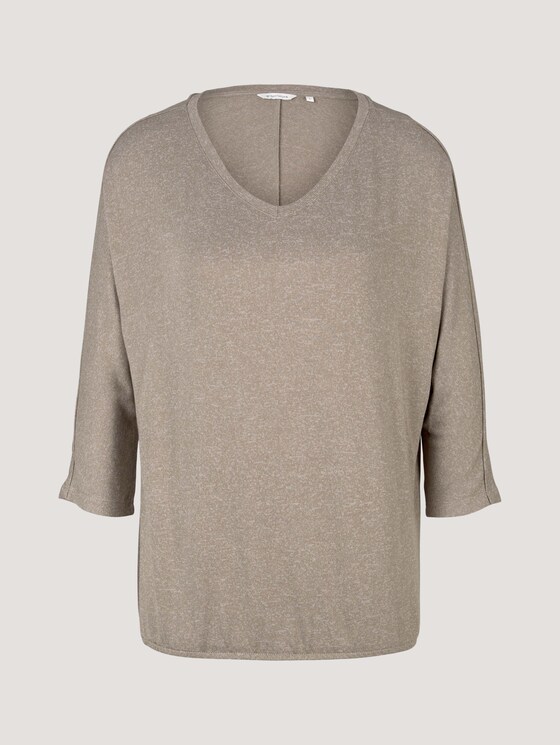 Meliertes Shirt mit elastischem Bund - Frauen - oyster grey melange Meliertes Shirt mit elastischem Bund - Frauen - oyster grey melange - 7 - TOM TAILOR