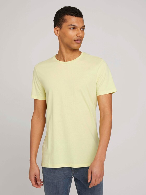 Basic T-Shirt mit Bio-Baumwolle - Männer - cream yellow Basic T-Shirt mit Bio-Baumwolle - Männer - cream yellow - 1 - TOM TAILOR Denim