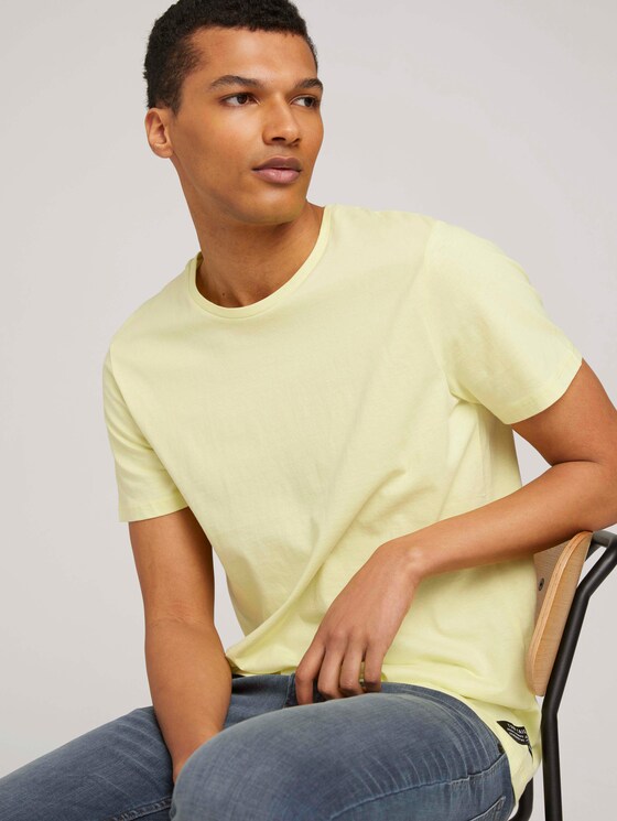 Basic T-Shirt mit Bio-Baumwolle - Männer - cream yellow Basic T-Shirt mit Bio-Baumwolle - Männer - cream yellow - 5 - TOM TAILOR Denim