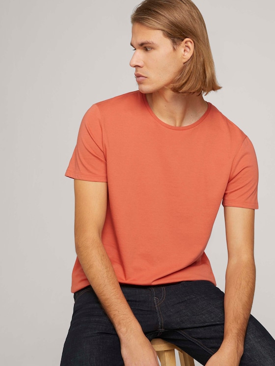 Basic T-Shirt mit Bio-Baumwolle - Männer - orange lobster Basic T-Shirt mit Bio-Baumwolle - Männer - orange lobster - 5 - TOM TAILOR Denim