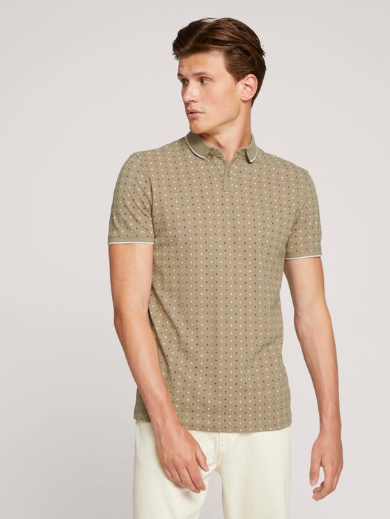poloshirt met dessin - Mannen - silver olive regular dot print poloshirt met dessin - Mannen - silver olive regular dot print - 1 - TOM TAILOR Denim