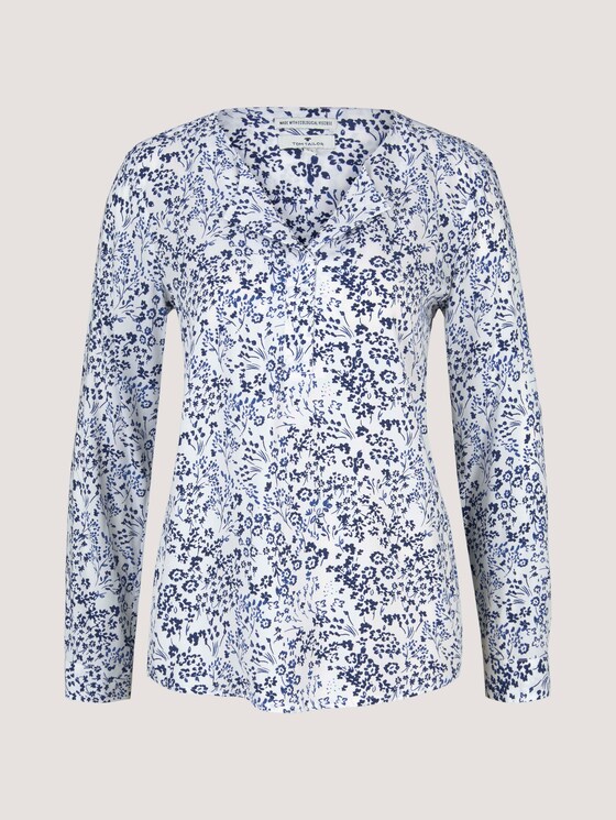 Gemusterte Bluse mit LENZING™ ECOVERO™ und V-Ausschnitt - Frauen - navy offwhite flower design Gemusterte Bluse mit LENZING™ ECOVERO™ und V-Ausschnitt - Frauen - navy offwhite flower design - 7 - TOM TAILOR