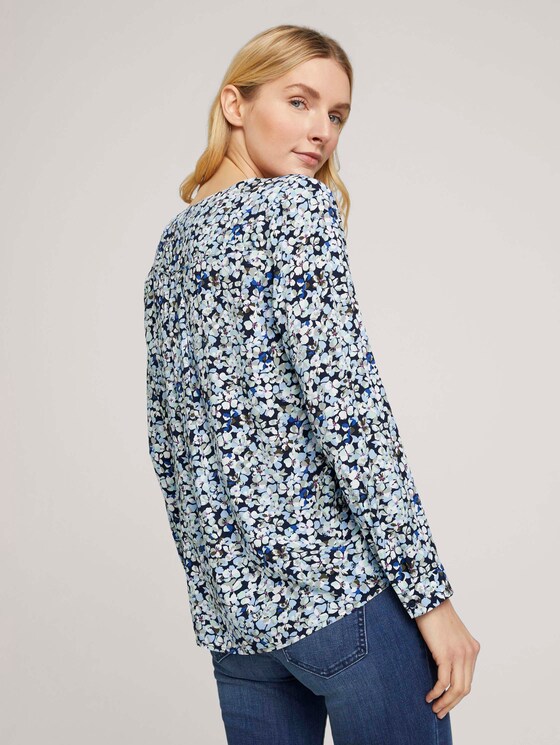 Gemusterte Bluse mit V-Ausschnitt - Frauen - navy floral design Gemusterte Bluse mit V-Ausschnitt - Frauen - navy floral design - 2 - TOM TAILOR