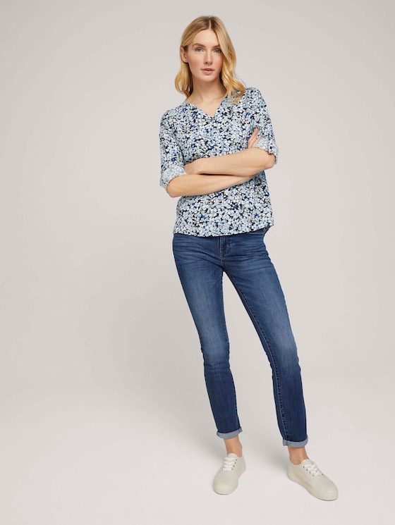 Gemusterte Bluse mit V-Ausschnitt - Frauen - navy floral design Gemusterte Bluse mit V-Ausschnitt - Frauen - navy floral design - 3 - TOM TAILOR