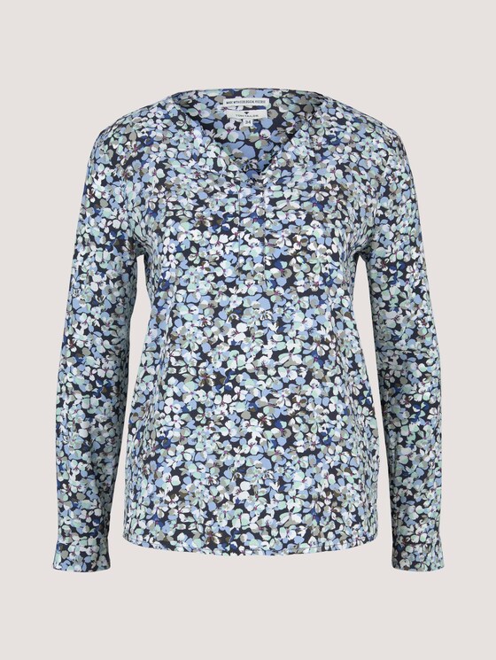 Gemusterte Bluse mit V-Ausschnitt - Frauen - navy floral design Gemusterte Bluse mit V-Ausschnitt - Frauen - navy floral design - 7 - TOM TAILOR