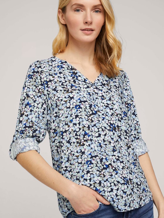 Gemusterte Bluse mit V-Ausschnitt - Frauen - navy floral design Gemusterte Bluse mit V-Ausschnitt - Frauen - navy floral design - 9 - TOM TAILOR