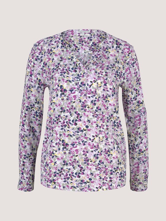 Gemusterte Bluse mit LENZING™ ECOVERO™ und V-Ausschnitt - Frauen - offwhite floral design Gemusterte Bluse mit LENZING™ ECOVERO™ und V-Ausschnitt - Frauen - offwhite floral design - 7 - TOM TAILOR